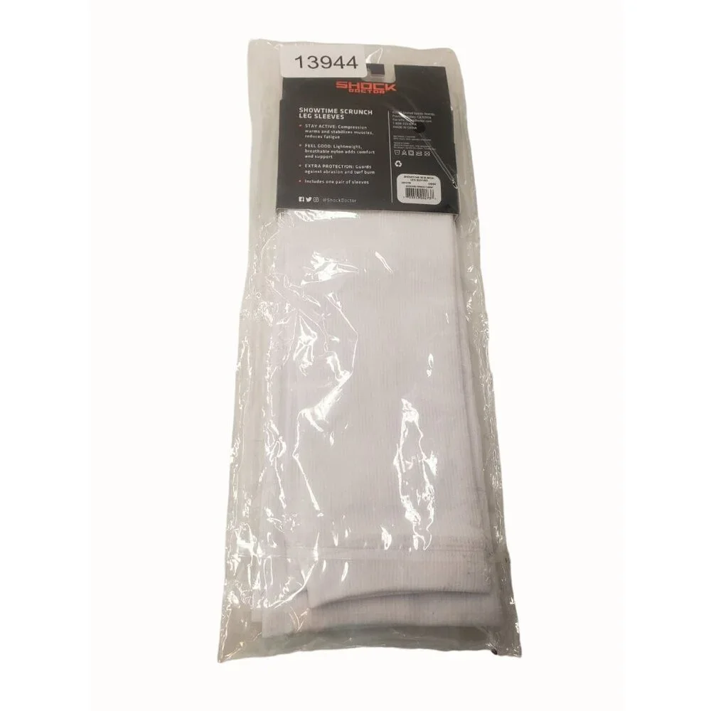 Shock Doctor Showtime Scrunch Leg Sleeves Adult White OSFM Compression NEW Pair